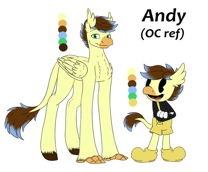 Size: 4027x3332 | Tagged: artist:ggchristian, classical hippogriff, cuphead, derpibooru import, hippogriff, male, oc, oc:andy, reference sheet, safe, solo