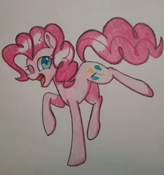 Size: 949x1013 | Tagged: safe, artist:ponime11, derpibooru import, pinkie pie, pony, one eye closed, solo, traditional art, wink