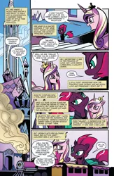 Size: 994x1528 | Tagged: safe, artist:andypriceart, derpibooru import, idw, princess cadance, tempest shadow, alicorn, pony, unicorn, spoiler:comic, spoiler:comic67, broken horn, comic, crystal empire, female, mare, official comic, preview, speech bubble