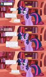 Size: 1280x2168 | Tagged: safe, artist:hakunohamikage, derpibooru import, twilight sparkle, twilight sparkle (alicorn), alicorn, pony, ask-princesssparkle, ask, blushing, golden oaks library, solo, tumblr