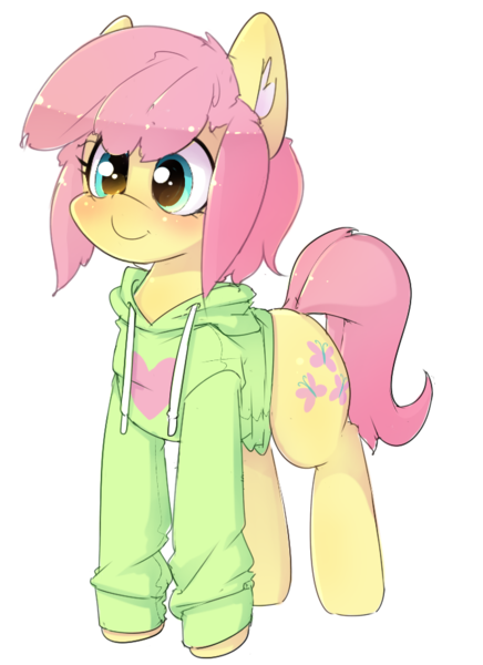 Size: 666x917 | Tagged: safe, artist:apony, derpibooru import, fluttershy, pegasus, pony, adorascotch, butterscotch, clothes, cute, femboy, hoodie, male, rule 63, rule63betes, short hair, shyabetes, simple background, smiling, solo, stallion, standing, transparent background, trap