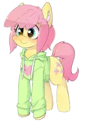 Size: 666x917 | Tagged: safe, artist:apony, derpibooru import, fluttershy, pegasus, pony, adorascotch, butterscotch, clothes, cute, femboy, hoodie, male, rule 63, rule63betes, short hair, shyabetes, simple background, smiling, solo, stallion, standing, transparent background, trap