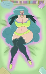 Size: 1963x3149 | Tagged: suggestive, artist:annon, derpibooru import, queen chrysalis, human, belly button, big breasts, bimbo, bimbo 1.0, bimbo chrysalis, black lipstick, book, bookshelf, breasts, busty queen chrysalis, clothes, dialogue, ear piercing, eyeshadow, female, glasses, gloves, heart, high heels, humanized, jewelry, lipstick, long gloves, long hair, makeup, midriff, mirror universe, necklace, piercing, reversalis, shoes, short skirt, sketch, skirt, socks, solo, solo female, thigh highs, underwear