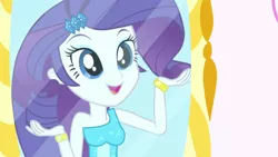 Size: 1280x720 | Tagged: safe, derpibooru import, screencap, rarity, eqg summertime shorts, equestria girls, make up shake up, bracelet, cute, fall formal outfits, female, hair, jewelry, mirror, raribetes, solo
