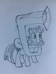 Size: 1536x2048 | Tagged: artist:puffedcheekedblower, derpibooru import, musical instrument, pencil drawing, puffy cheeks, safe, solo, sousaphone, traditional art, tuba, twilight sparkle