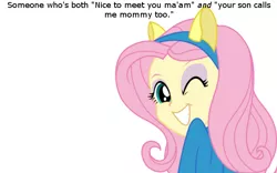 Size: 640x400 | Tagged: safe, artist:djseras, derpibooru import, fluttershy, equestria girls, meme, one eye closed, solo, wink