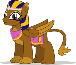 Size: 1024x875 | Tagged: artist:mlp-trailgrazer, bandana, commission, derpibooru import, looking at you, male, oc, saddle bag, safe, simple background, smiling, solo, sphinx, sphinx oc, transparent background, unofficial characters only