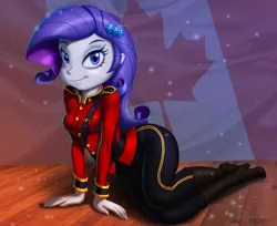 Size: 1280x1042 | Tagged: safe, artist:14-bis, derpibooru import, rarity, equestria girls, boots, canada, canada day, canadian, canadian flag, clothes, female, looking at you, mountie, seductive pose, shoes, smiling, solo, uniform