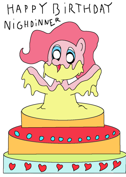 Size: 1000x1400 | Tagged: 1000 hours in ms paint, artist:amateur-draw, cake, custard, derpibooru import, downvote bait, food, messy, ms paint, pie, pinkie pie, safe, simple background, solo, wet and messy