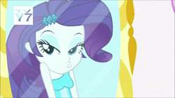 Size: 1280x720 | Tagged: safe, derpibooru import, edit, edited screencap, editor:someguy845, screencap, rarity, eqg summertime shorts, equestria girls, make up shake up, animated, bedroom eyes, cute, fall formal outfits, female, kissy face, laughing, mirror, music, one eye closed, raribetes, solo, sound, tv rating, tv-y7, webm, wink