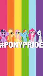 Size: 540x960 | Tagged: safe, derpibooru import, edit, official, applejack, fluttershy, pinkie pie, rainbow dash, rarity, twilight sparkle, twilight sparkle (alicorn), alicorn, earth pony, pegasus, pony, unicorn, cowboy hat, double wings, female, gay pride flag, hasbro, hashtag, hat, instagram, lgbt, lidded eyes, looking at you, mane six, mare, multiple wings, one eye closed, pride, pride flag, pride month, wallpaper, wink, you had one job