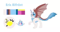 Size: 3750x2017 | Tagged: artist:marukouhai, derpibooru import, female, high res, hybrid, interspecies offspring, oc, oc:eris, offspring, parent:discord, parent:princess celestia, parents:dislestia, reference sheet, safe, simple background, solo, white background