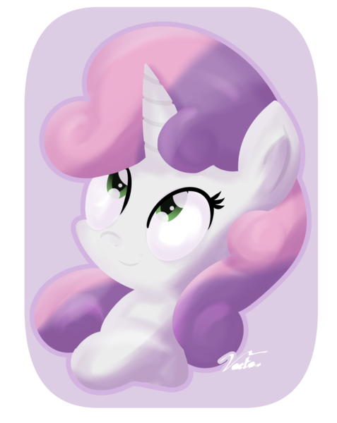 Size: 1280x1611 | Tagged: safe, artist:vaetan, derpibooru import, sweetie belle, pony, unicorn, bust, female, filly, looking up, simple background, smiling, solo, transparent background