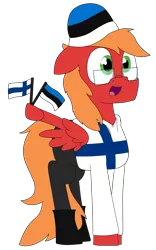 Size: 1809x2905 | Tagged: safe, artist:moonatik, derpibooru import, oc, oc:moonatik, unofficial characters only, pegasus, pony, beanie, boots, clothes, cute, estonia, finland, flag, glasses, hat, hoodie, male, pants, shoes, simple background, solo, stallion, transparent background, wing hold