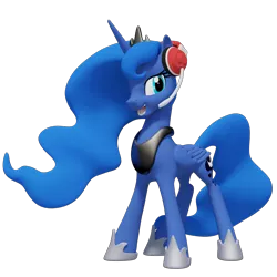 Size: 1280x1280 | Tagged: safe, artist:clawed-nyasu, derpibooru import, princess luna, alicorn, pony, gamer luna, 3d, 3d model, female, headphones, mare, simple background, solo, transparent background