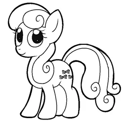 Size: 588x583 | Tagged: safe, artist:pinkiepie6680, derpibooru import, bon bon, sweetie drops, pony, lineart, monochrome, solo