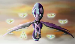 Size: 5112x3024 | Tagged: safe, artist:omnisimon11, derpibooru import, starlight glimmer, alicorn, pony, alicornified, element of generosity, element of honesty, element of kindness, element of laughter, element of loyalty, element of magic, elements of harmony, equestria is doomed, evil starlight, female, flying, levitation, looking at you, magic, race swap, s5 starlight, solo, starlicorn, telekinesis, this will end in communism, xk-class end-of-the-world scenario