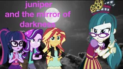 Size: 2048x1158 | Tagged: safe, artist:superbobiann, derpibooru import, editor:superbobiann, juniper montage, sci-twi, starlight glimmer, sunset shimmer, twilight sparkle, equestria girls, mirror magic, spoiler:eqg specials, wallpaper