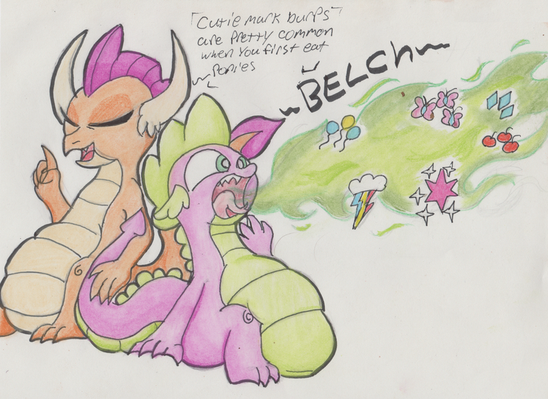 Size: 4000x2908 | Tagged: artist:mrleft, belly, big belly, burp, claws, cutie mark, derpibooru import, digestion, dragon, dragoness, dragons eating horses, dragon wings, eyes closed, fangs, fat smolder, fat spike, female, fetish, fire, fire breath, flutterprey, horns, implied applejack, implied death, implied fluttershy, implied mane six, implied pinkie pie, implied rainbow dash, implied rarity, implied spolder, implied twilight sparkle, open mouth, pinkie prey, preydash, preyjack, preylight, rariprey, sblobder, semi-grimdark, smolder, smolderpred, spike, spikepred, spipred, suggestive, teeth, traditional art, vore, weight gain, wings