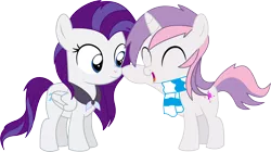 Size: 7640x4276 | Tagged: safe, artist:cyanlightning, derpibooru import, rarity, sweetie belle, oc, oc:aureai, oc:cyan lightning, pegasus, pony, unicorn, absurd resolution, clothes, colt, female, filly, male, recolor, scarf, simple background, transparent background, vector