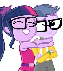 Size: 638x716 | Tagged: safe, artist:grapefruitface1, artist:imtailsthefoxfan, derpibooru import, microchips, sci-twi, twilight sparkle, equestria girls, base used, clothes, couple, early concept, eyes closed, female, glasses, male, microlight, one eye closed, shading, shipping, shipping fuel, simple background, straight, vulgar description, white background