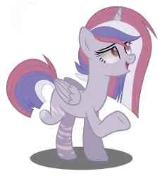 Size: 1696x1840 | Tagged: safe, artist:nightmarye, derpibooru import, oc, oc:celestia glimmer, alicorn, pony, amputee, female, magical lesbian spawn, mare, my little pony: love is everything, next generation, offspring, parent:tempest shadow, parent:twilight sparkle, simple background, solo, transparent background