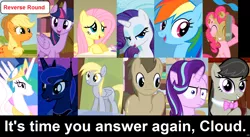 Size: 1516x832 | Tagged: safe, derpibooru import, applejack, derpy hooves, doctor whooves, fluttershy, octavia melody, pinkie pie, princess celestia, princess luna, rainbow dash, rarity, starlight glimmer, time turner, twilight sparkle, twilight sparkle (alicorn), alicorn, earth pony, pegasus, pony, unicorn, comic:celestia's servant interview, alcohol, bedroom eyes, caption, cs captions, faic, female, food, glass, hoof hold, interview, male, mare, pie, stallion, wine, wine glass