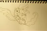 Size: 4547x2988 | Tagged: safe, artist:poofiemus, derpibooru import, princess luna, alicorn, pony, pencil drawing, solo, traditional art