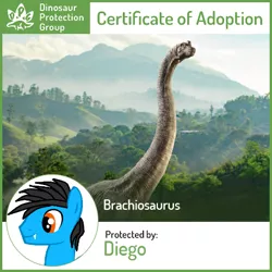 Size: 450x450 | Tagged: artist:ds59, brachiosaurus, derpibooru import, dinosaur, dinosaur protection group, jurassic world, jurassic world fallen kingdom, oc, oc:dragun shot, safe