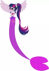 Size: 704x1018 | Tagged: safe, artist:selenaede, artist:user15432, derpibooru import, sci-twi, twilight sparkle, mermaid, starfish, equestria girls, base used, clothes, fins, glasses, hasbro, hasbro studios, jewelry, long tail, mermaid princess, mermaid sci-twi, mermaid tail, mermaidized, necklace, pearl necklace, ponied up, scitwilicorn, species swap, tail, wings