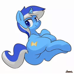 Size: 2500x2500 | Tagged: suggestive, artist:marble-soda, derpibooru import, minuette, unicorn, featureless crotch, female, looking at you, looking back, looking back at you, mare, plot, simple background, smiling, solo, solo female, white background
