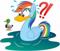 Size: 1100x950 | Tagged: artist:steam-loco, clipart, derpibooru import, duck, duck bill, duck pony, edit, exclamation point, interrobang, mallard, pegaduck, rainbow dash, rainbow dash is a duck, rainbow duck, safe, species swap, water