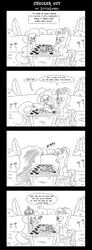 Size: 1448x3954 | Tagged: safe, artist:littlelooney, derpibooru import, starlight glimmer, oc, oc:moonbeam, pony, checkers, comic, dialogue, magic, monochrome, scepter, twilight scepter