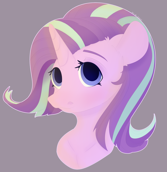 Size: 3132x3228 | Tagged: safe, artist:artbyyokuro, derpibooru import, starlight glimmer, pony, unicorn, bust, portrait, smiling, solo