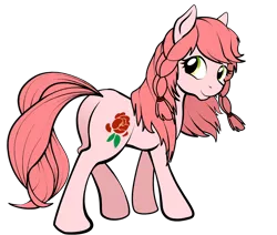 Size: 1162x985 | Tagged: safe, artist:thesamstudio, derpibooru import, oc, unofficial characters only, earth pony, pony, braid, china ponycon, flower, rose, simple background, solo, transparent background