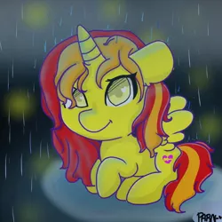 Size: 768x768 | Tagged: alicorn, alicorn oc, artist:parn, cute, derpibooru import, oc, oc:princess parn, rain, safe