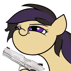 Size: 800x800 | Tagged: safe, derpibooru import, oc, oc:darkius wolficus, unofficial characters only, bat pony, bat pony oc, delet this, gun, handgun, hoof hold, m1911, pistol, reaction image, simple background, transparent background