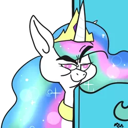 Size: 900x900 | Tagged: safe, artist:mt, derpibooru import, princess celestia, pony, female, mare, simple background, solo, that fucking cat, tom and jerry, transparent background