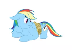 Size: 1240x877 | Tagged: safe, artist:alixnight, derpibooru import, rainbow dash, fall weather friends, female, inkscape, rope, simple background, solo, tied up, vector, white background