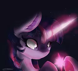 Size: 1024x931 | Tagged: safe, artist:feathershine1, derpibooru import, twilight sparkle, twilight sparkle (alicorn), alicorn, pony, element of magic, female, glowing horn, holding, hooves, magic, mare, signature, solo