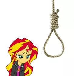 Size: 1120x1151 | Tagged: semi-grimdark, derpibooru import, sunset shimmer, equestria girls, rainbow rocks, abuse, implied hanging, implied suicide, noose, sad, shimmerbuse, solo, suicide, sunsad shimmer