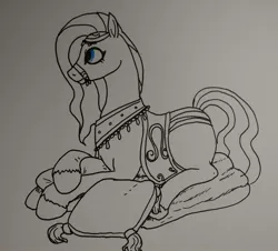 Size: 2350x2128 | Tagged: amira, artist:pony quarantine, bridle, derpibooru import, horse, partial color, pillow, saddle arabian, safe, simple background, solo, tack, traditional art, white background