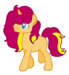 Size: 970x1063 | Tagged: safe, artist:crystalponyart7669, derpibooru import, oc, oc:creme brulee, unofficial characters only, pony, unicorn, magical lesbian spawn, male, offspring, parent:pinkie pie, parent:sunset shimmer, parents:sunsetpie, simple background, solo, stallion, transparent background