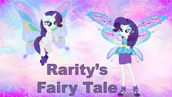 Size: 1920x1080 | Tagged: safe, artist:sonic ranger, derpibooru import, edit, editor:sonic ranger, rarity, human, pony, equestria girls, equestria girls series, abstract background, artificial wings, augmented, bracelet, clothes, equestria girls rarity, fairy wings, human ponidox, jewelry, looking at each other, magic, magic wings, self ponidox, shoes, vector, wings