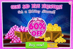 Size: 795x528 | Tagged: advertisement, american independence day, bits, derpibooru import, fireworks, gameloft, gem, independence day, no pony, official, safe, united states