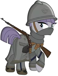 Size: 1024x1346 | Tagged: safe, artist:brony-works, derpibooru import, maud pie, pony, boots, gun, helmet, military, military uniform, mud, rifle, shoes, shovel, simple background, solo, swedish, transparent background, vector, weapon, world war i
