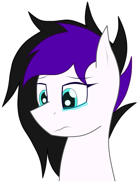 Size: 2418x3217 | Tagged: safe, artist:patataislive, derpibooru import, oc, oc:songsky, unofficial characters only, pegasus, pony, black hair, bust, commission, purple hair, sad, simple background, solo, teary eyes, transparent background