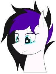 Size: 2418x3217 | Tagged: safe, artist:patataislive, derpibooru import, oc, oc:songsky, unofficial characters only, pegasus, pony, black hair, bust, commission, purple hair, sad, simple background, solo, teary eyes, transparent background