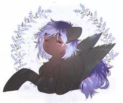 Size: 1781x1490 | Tagged: safe, artist:dagmell, derpibooru import, oc, pegasus, pony, flower, solo