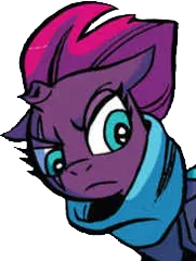 Size: 183x242 | Tagged: safe, artist:andypriceart, derpibooru import, idw, fizzlepop berrytwist, tempest shadow, pony, unicorn, background removed, clothes, female, scarf, simple background, solo, transparent background